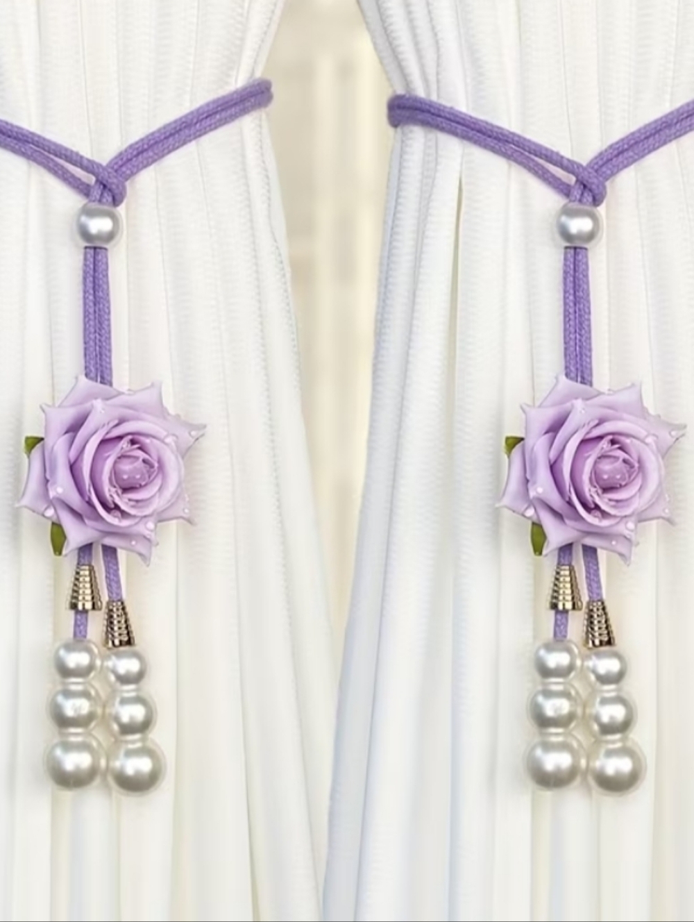 Lavender Rose Curtain Tiebacks by